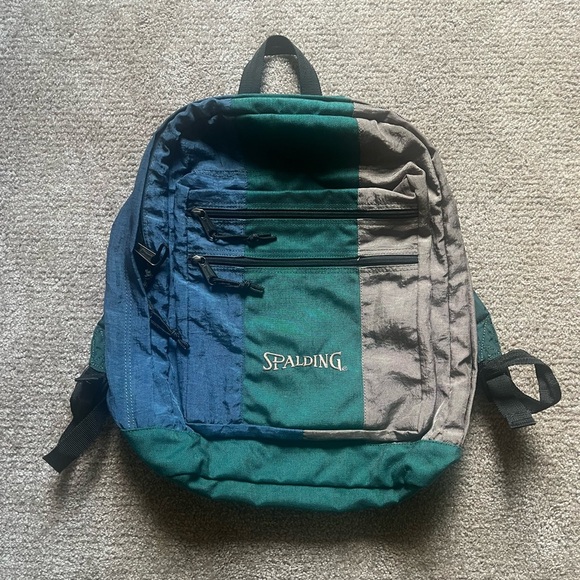 VTG 90’s Spalding Three Tone Green Backpack - Picture 1 of 5